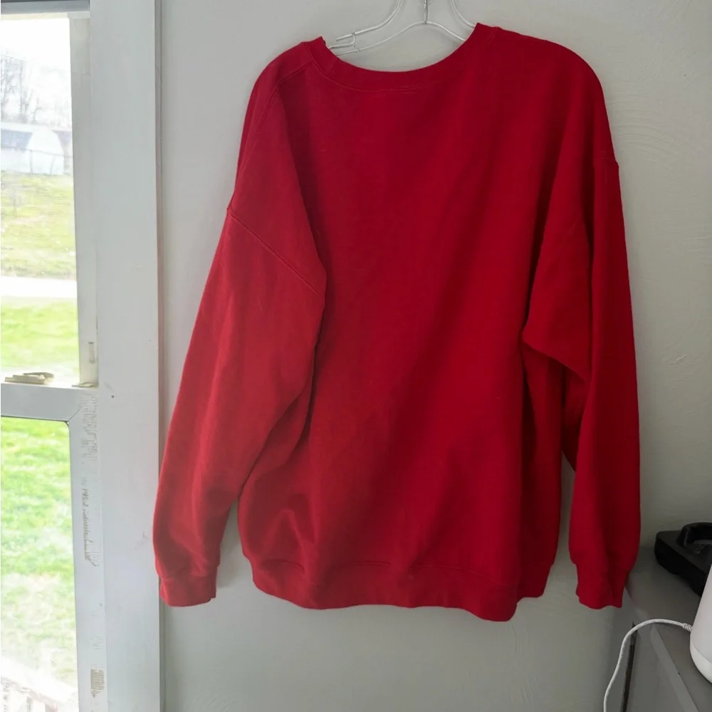 Gildan Red Holiday Sweatshirt with White Santa Graphic